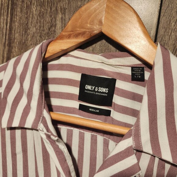Only & Sons short sleeve summer shirt pink stripes - Picture 2 of 5